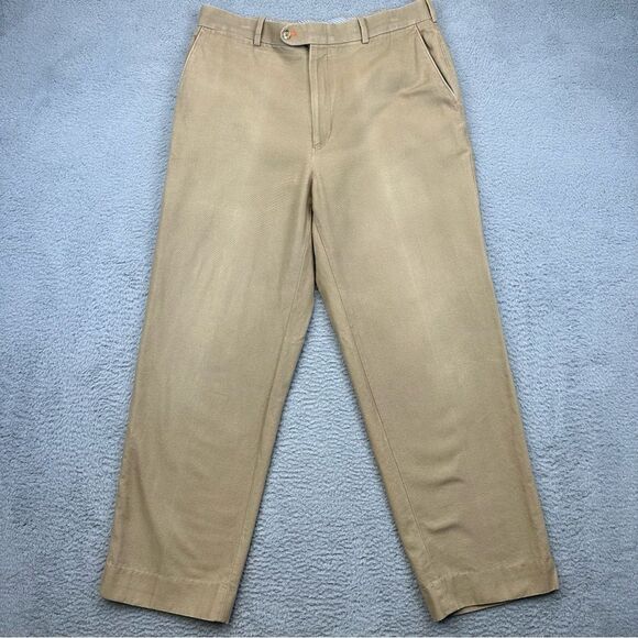 Peter Millar Pants Mens 36 Khaki Wide Leg Flat Front Casual Golf Slacks 33x29* - Picture 1 of 16